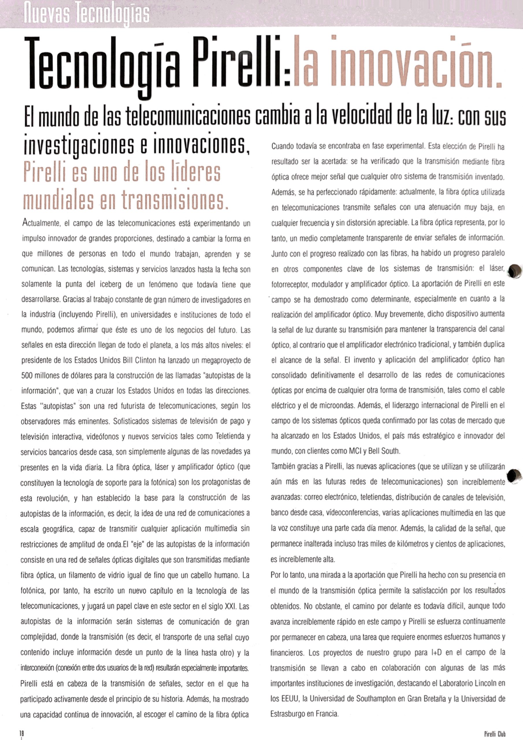 Artículo revista Pirelli