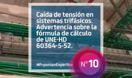 Caída de tensión en sistemas trifásicos. Advertencia sobre la fórmula de cálculo de UNE-HD 60364-5-52