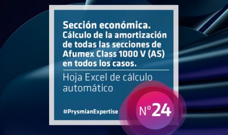 Sección económica. Cálculo de la amortización de todas las secciones de Afumex Class 1000 V (AS) en todos los casos. Hoja Excel de cálculo automático.