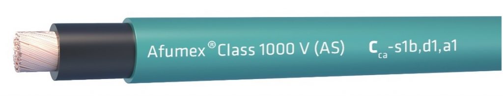 Cable Afumex Class 1000 V (AS) unipolar con conductor de cobre y clase de reacción al fuego Cca-s1b,d1,a1. Adecuado para LGA.
