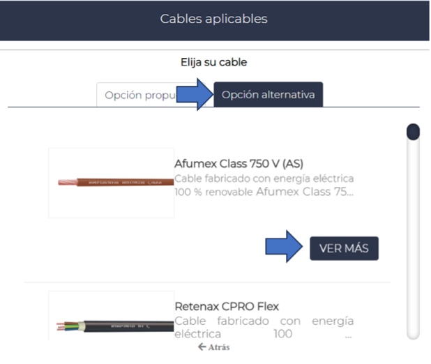 Sección de cable Sección de cable