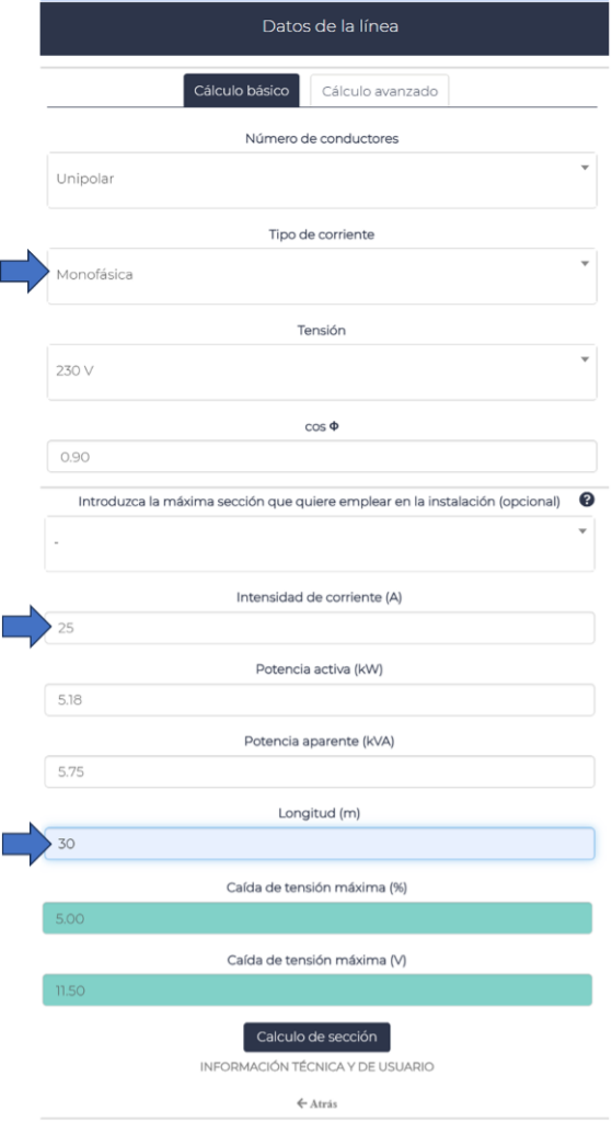 Cálculo básico Cable App Cálculo básico Cable App